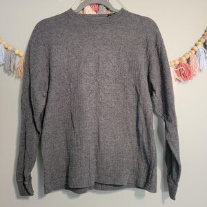 Naturalife Cotton Grey Ribbed Knit Sweater Natural Fiber Classic Unisex